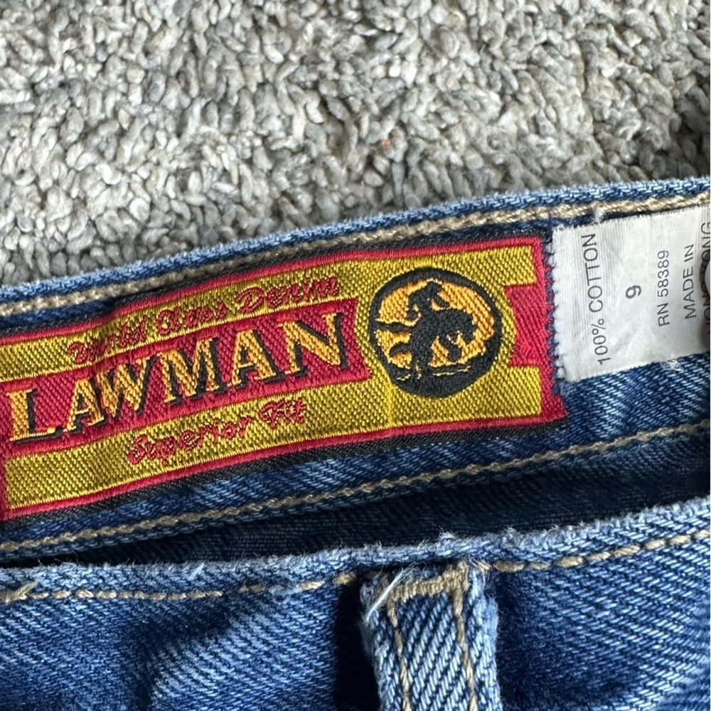 Vintage Lawman Western 90s Jeans blue denim 9 26 2 cowboy unique cotton scallop - Picture 6 of 11
